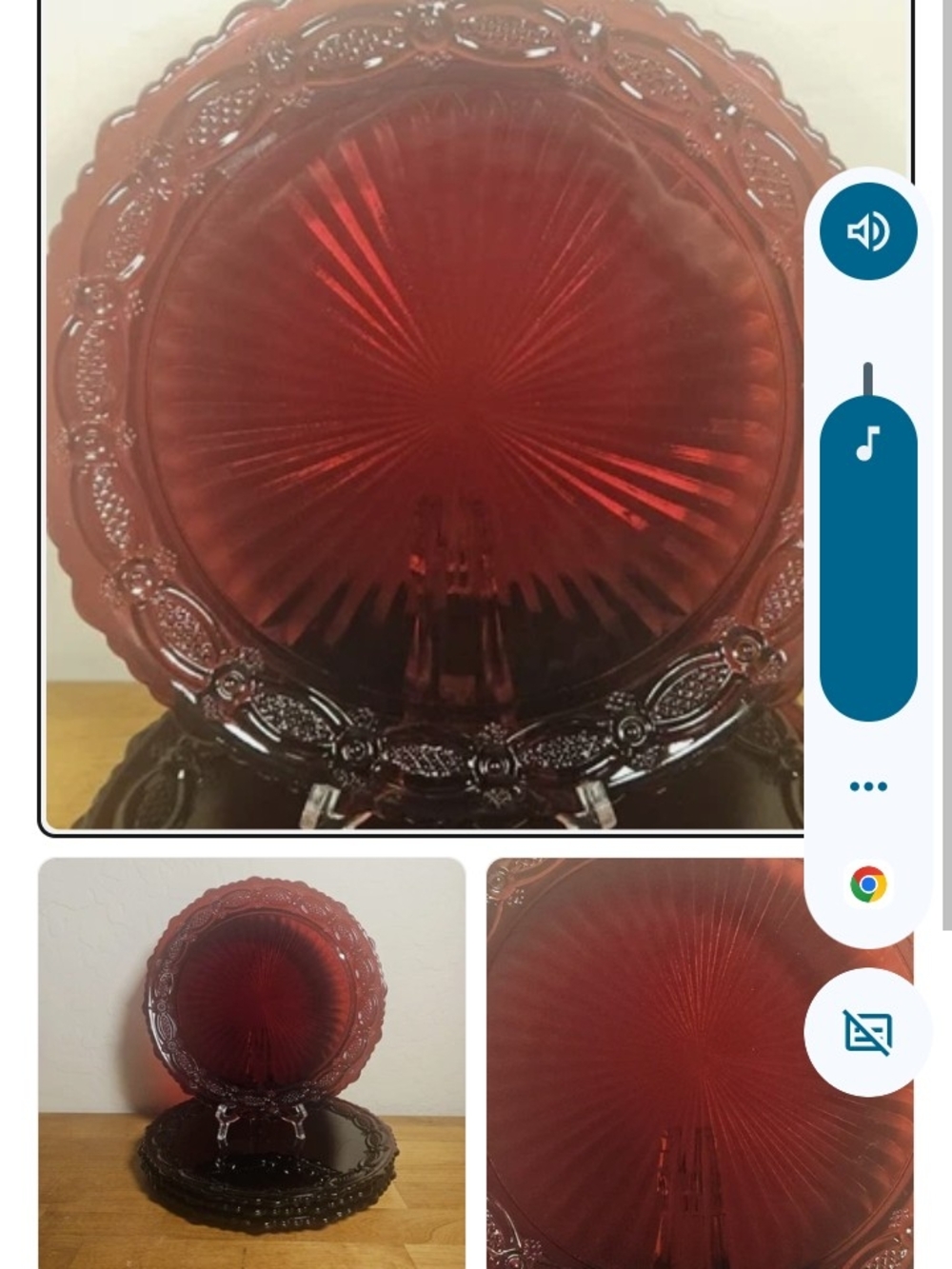 4#Avon Deep Ruby Red Pressed Glass Plates - Picture 4 of 6